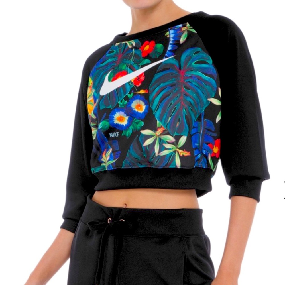 Nike tropical print cropped sweatshirt